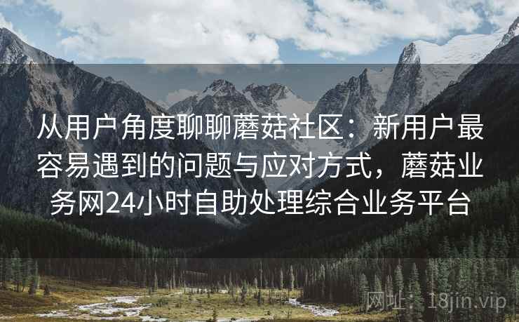 从用户角度聊聊蘑菇社区：新用户最容易遇到的问题与应对方式，蘑菇业务网24小时自助处理综合业务平台