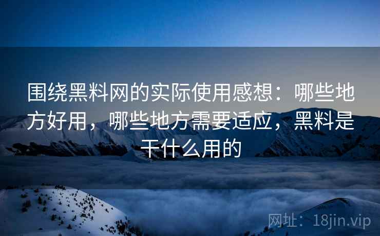 围绕黑料网的实际使用感想：哪些地方好用，哪些地方需要适应，黑料是干什么用的