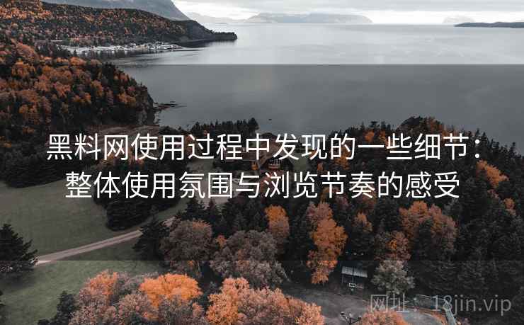 黑料网使用过程中发现的一些细节：整体使用氛围与浏览节奏的感受