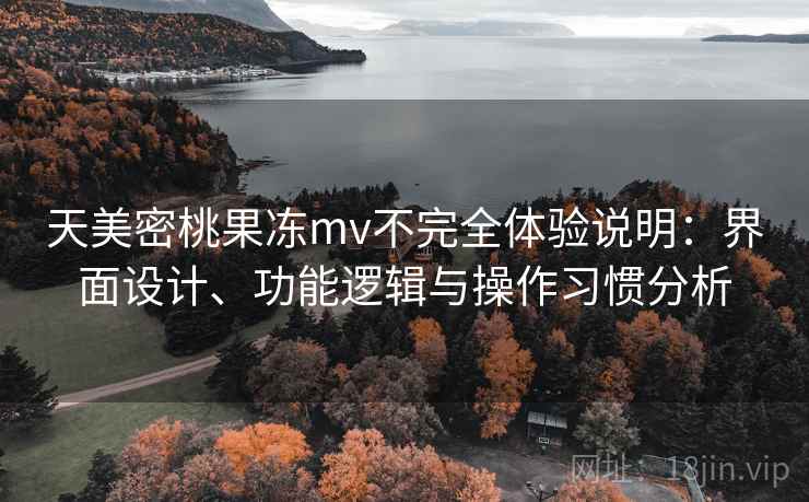 天美密桃果冻mv不完全体验说明：界面设计、功能逻辑与操作习惯分析